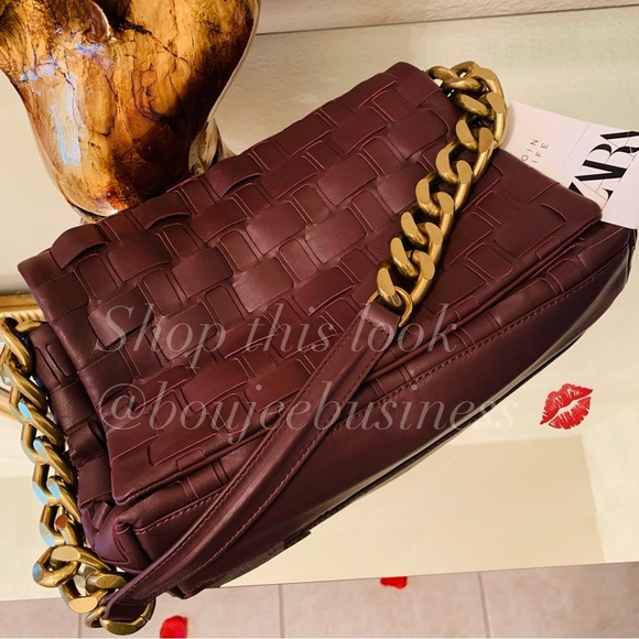 ZARA Woven Leather Shoulder Bag BNWT - Picture 5 of 5